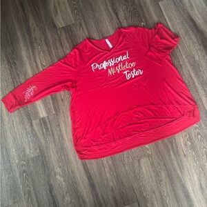 Cacique Red Long Sleeve Tee - Festive Print